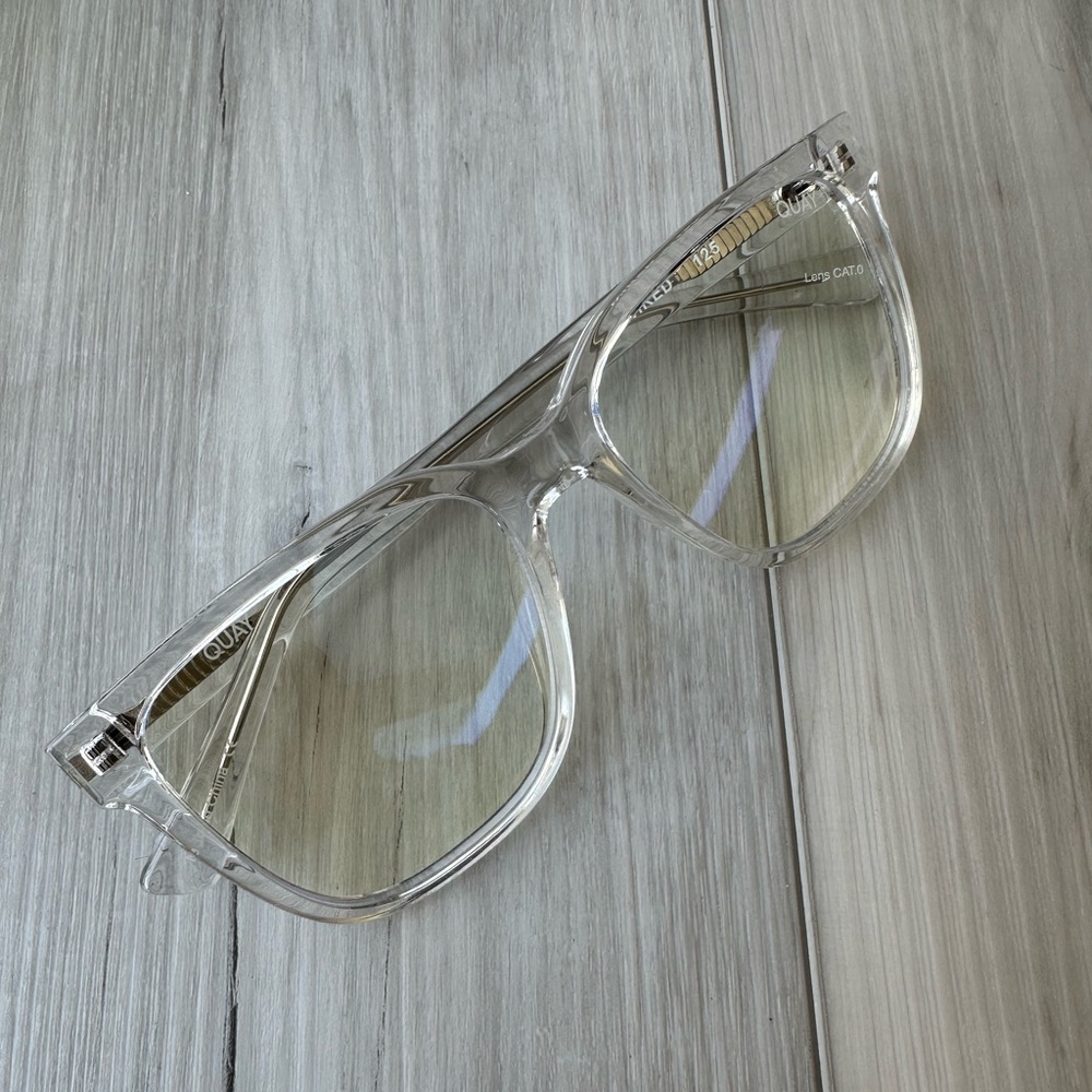 Quay Australia Large Clear Square Blue Light Glasses - Wired